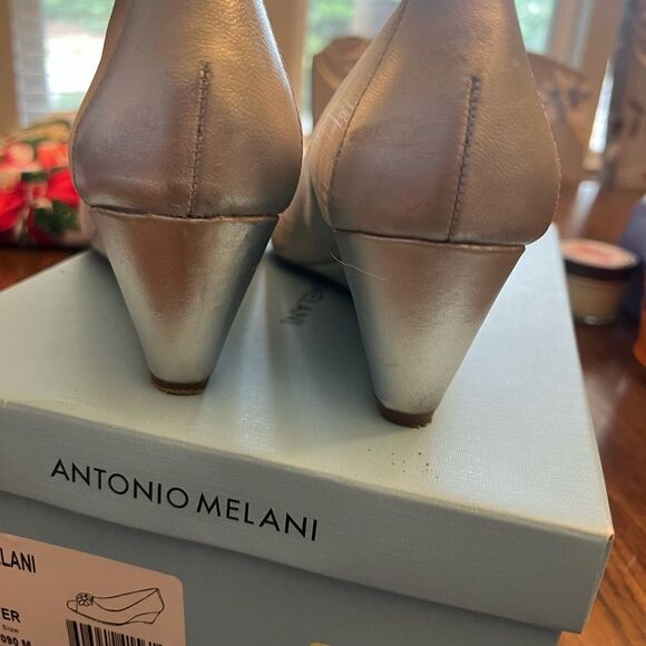 ANTONIO MELANI Estah Silver wedge Heels with Crystal Accents. Size 9 M. - Picture 10 of 12